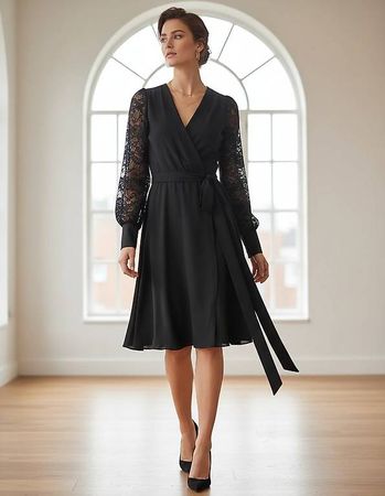 SWING - Kleid mit Taillengürtel in black XL