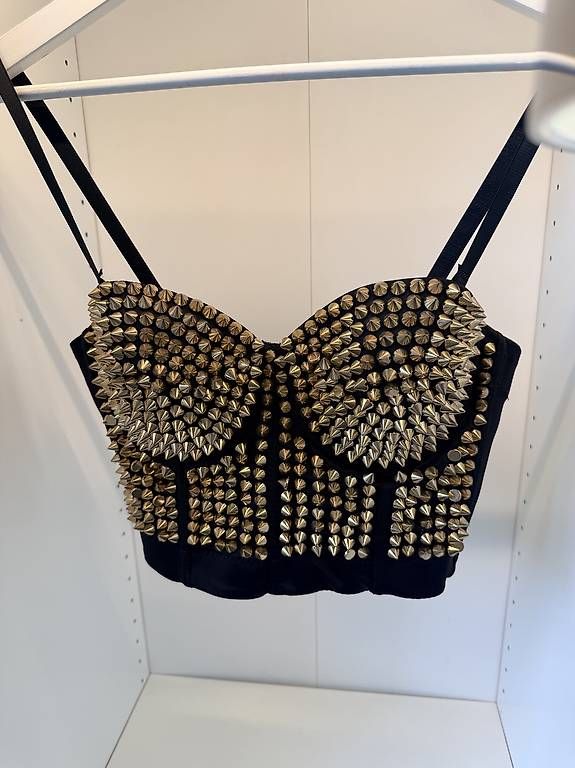 Top: Bustier noir à clous dorés  État neuf – Usato da Biel/Bienne venduto da secondstore