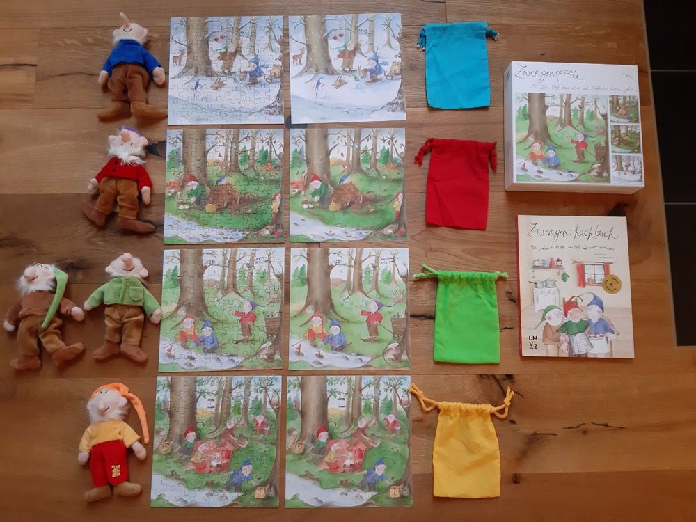 5 Zwerge Zapf Zepf Zupf Zipfelwitz, 4 Puzzles, 1 Kochbuch (Gebraucht ...