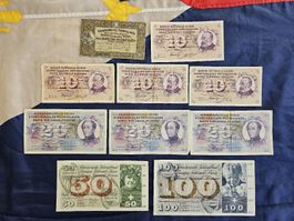 Schweizer Banknoten Konvolut 5, 10, 20, 50 & 100 Franken RAR