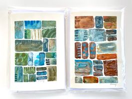 2-er Set Aquarell-Kunstkarten, Grusskarten