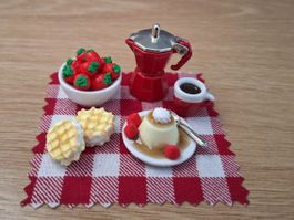 Kaffe mit Dessert Set Handgemacht, Für Puppenhaus, Maileg