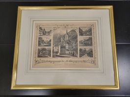 Historischer Stich "Souvenir von Altorf", gerahmt 38x32 cm