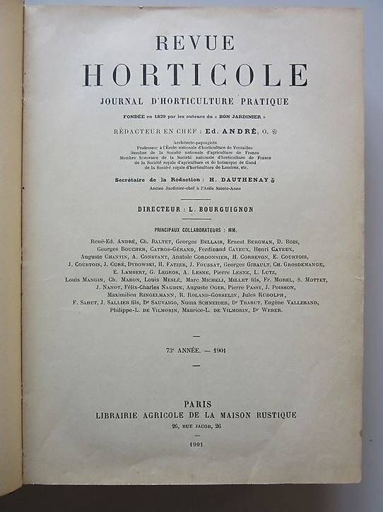 Bücher: Revue horticole, 1901, 73ème année – Gebraucht aus Chernex von Nouveaunom 1