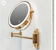 LED-Kosmetikspiegel neu (10fach-Vergrösserung) goldfarben