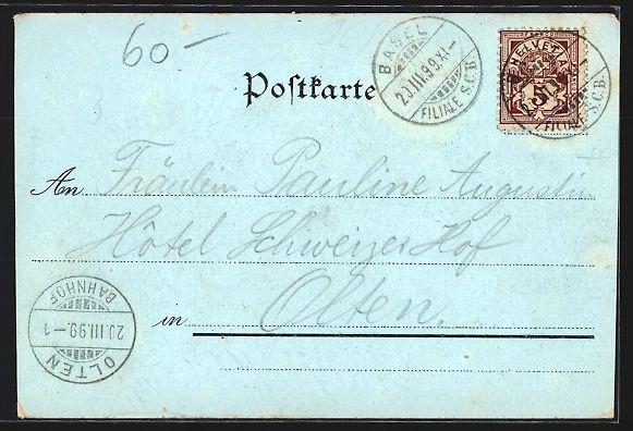 Cartoline postali: Mondschein-Lithographie Basel, Flusspart – Usato da Berlin venduto da bartko-reher 1