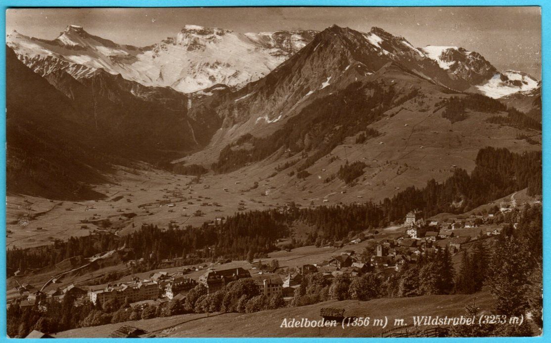 Cartoline postali: Adelboden mit Wildstrubel im Sommer 1924 – Usato da Zürich venduto da Sion2006