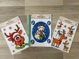 3er Set Fensterbilder Weihnachtssujets