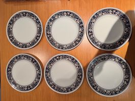 6x Wedgwood Florentine W1956 Speiseteller 27cm – Bone China