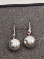 Vintage 925er Silber Ohrhänger mit Cabochon Granat Top