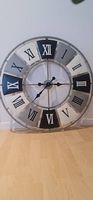 Wanduhr Retro Style, 80cm Durchmesser, schwarz grau weiss
