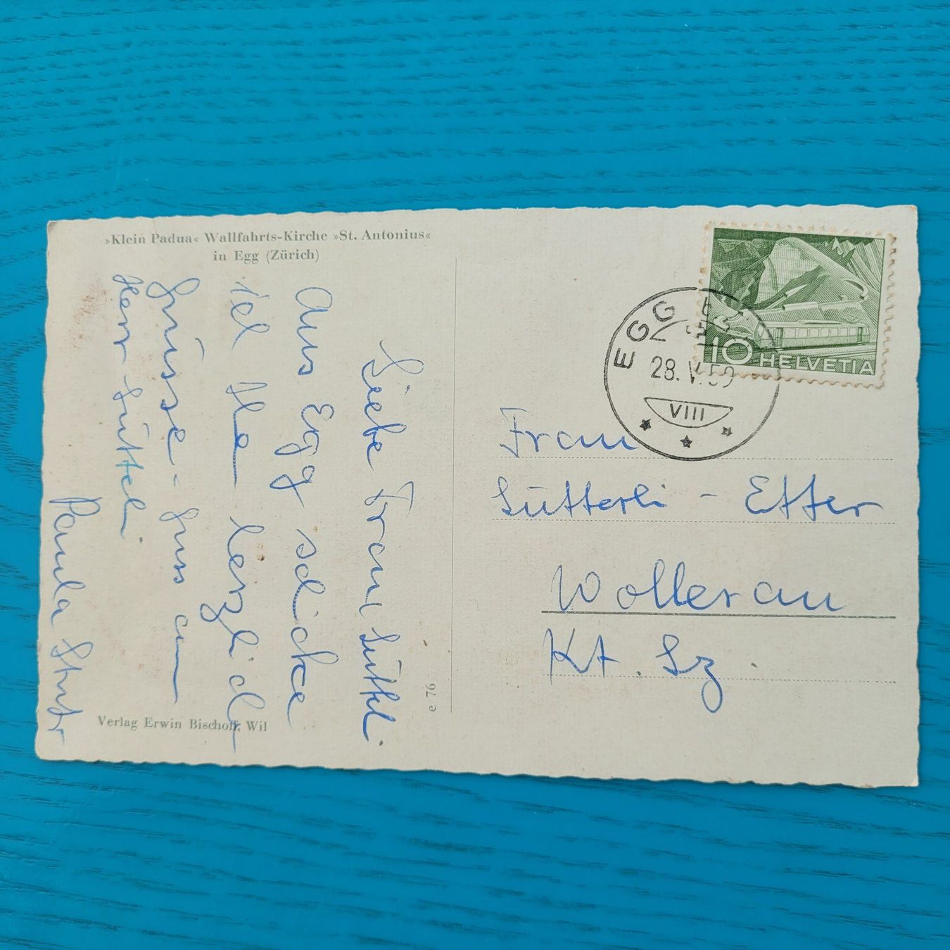 Cartoline postali: Egg ( ZH) / Wallfahrtskirche 1959 – Usato da SCHÜBELBACH venduto da CoKaHa 1
