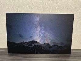 Sternenhimmel Berglandschaft Wandbild Alu-Dibond