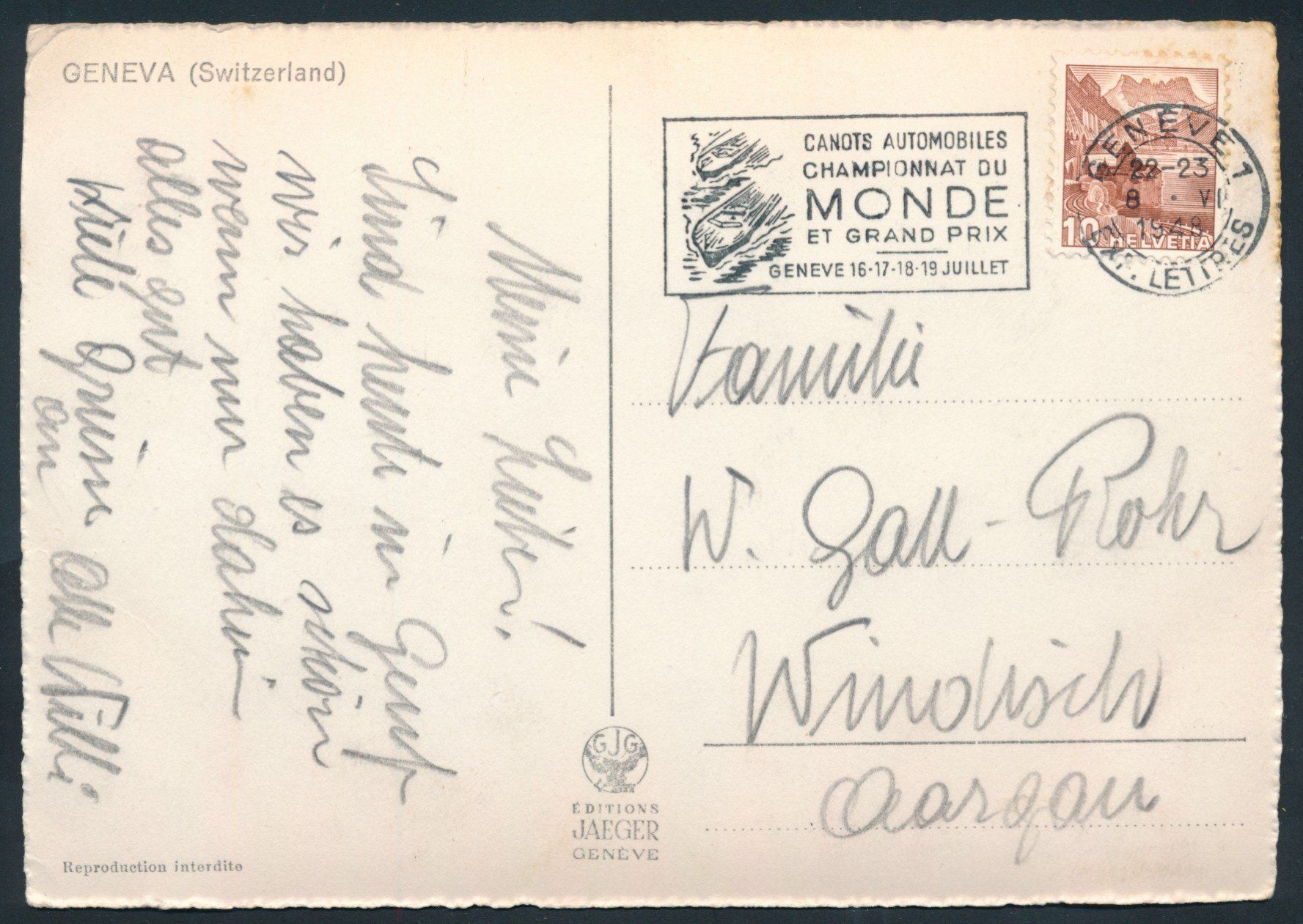 Cartoline postali: AK: Genf – Usato da Bonau venduto da Profila3 1