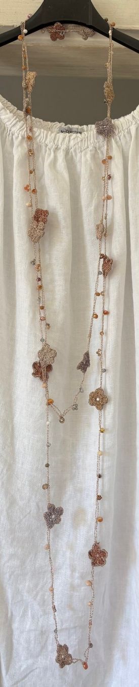 Catenine: COLLIER "FLEURS" HANDMADE!! BEIGE ET ABRICOT – Nuovo e nell'imballaggio originale da Locarno venduto da NicoNion 6