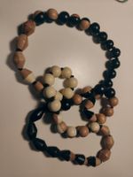 Holzperlenkette schwarz braun beige Boho Hippie Look