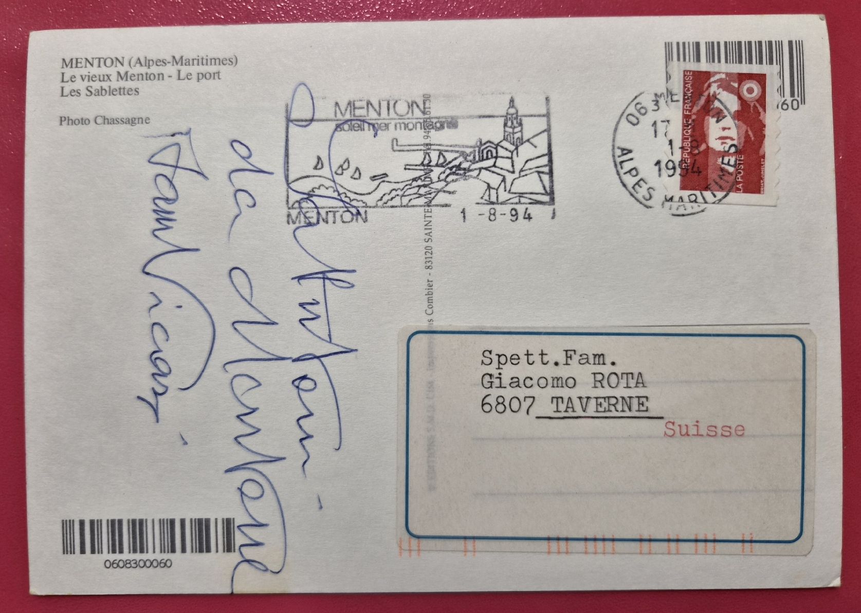 Cartoline postali: Menton Le Port 1994 – Usato da Melchnau venduto da Arthurius 1