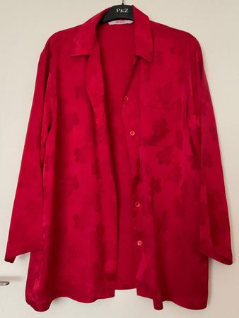 BELDONA 100% Seide Pyjama Oberteil Gr S/M rot