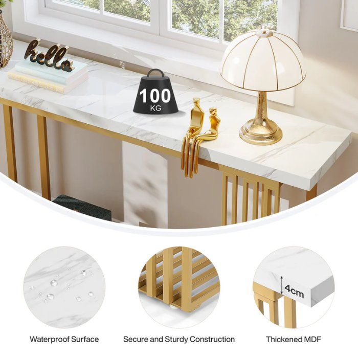 Tavoli: Konsolentisch 160cm Gold Marmor modern – Nuovo e nell'imballaggio originale da Gretzenbach venduto da Genfi-Shop 8