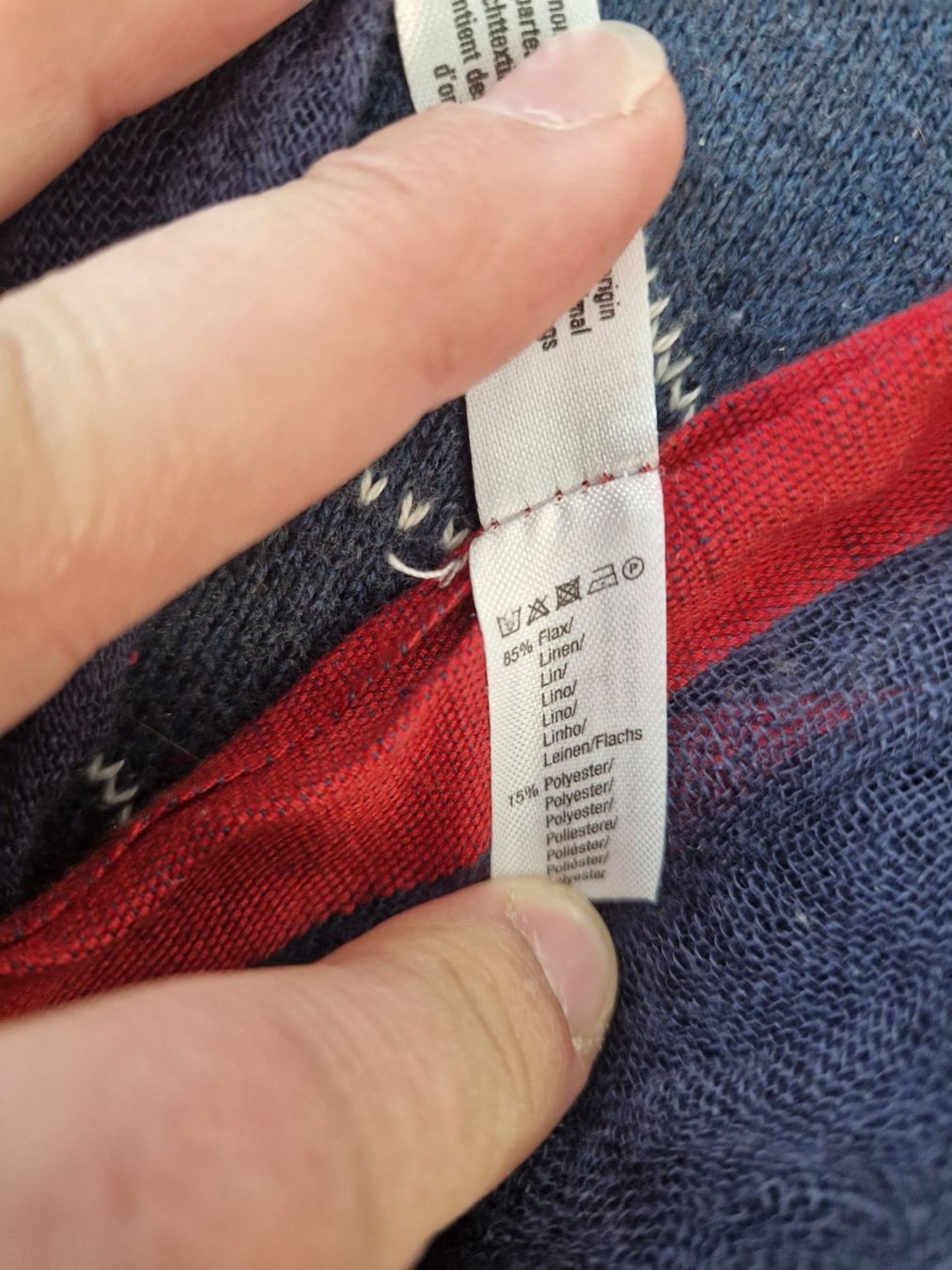 Esprit Foulard & Sciarpe: Esprit Schal blau-rot Leinen – Usato da MUEHLAU venduto da ibo_5c7d 1