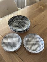 6er Set Speiseteller / Essteller, neuwertig, schwarz-weiss