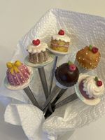 6er Set entzückende Tortengäbelchen Cupcake Modell