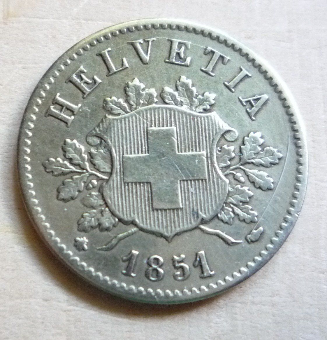 Tutti le monete: 10 Rappen 1851, stgl, Kat. 1200.-- – Usato da Rieden SG venduto da Sammelfreund