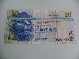 Seltene Hongkong 20 Dollar 2007 Note, Unzirkuliert
