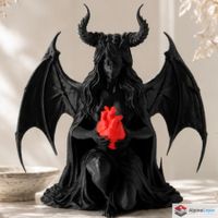 Dark Demon with a Red Heart Gothic Figurine - 3D Printed