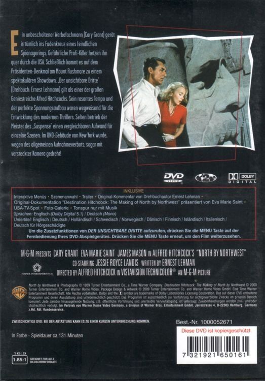 Tutti i DVDs: DVD - Alfred Hitchcock - Der Unsichtbare Dritte – Usato da Wettingen venduto da Licht08 1