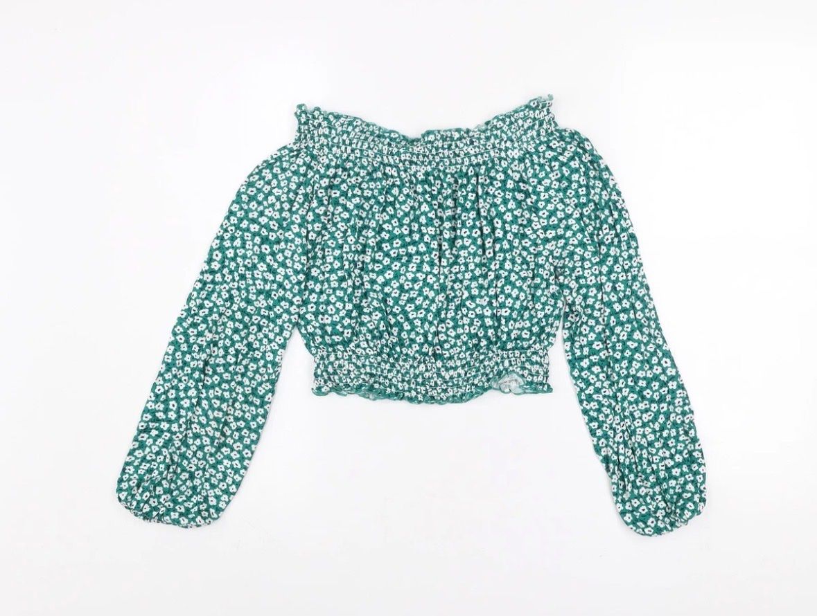 H&M Camicette: Bluse mit Blumenmuster, Grün/Weiss – Nuovo (secondo la descrizione) da Güttingen venduto da Nkskn 1