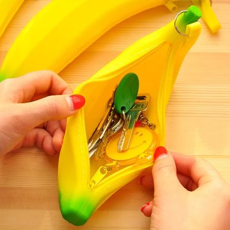 Porte-monnaie en silicone à Fermeture Éclaire, Forme Banane