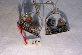 Landschaft Silber 925 Ohrhänger/Anstecker - Sterling