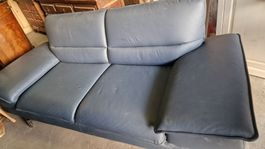 Sofa 3-Plätzer Leder Dunkelgrau Sitzmoebel gebraucht