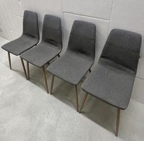 4 moderne Esszimmerstühle aus Stoff in Grau / Eiche