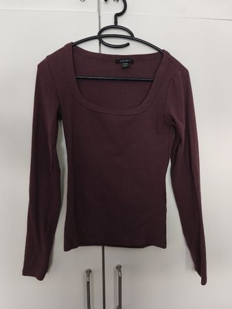Damen Langarmshirt Braun/Weinrot Gr. M