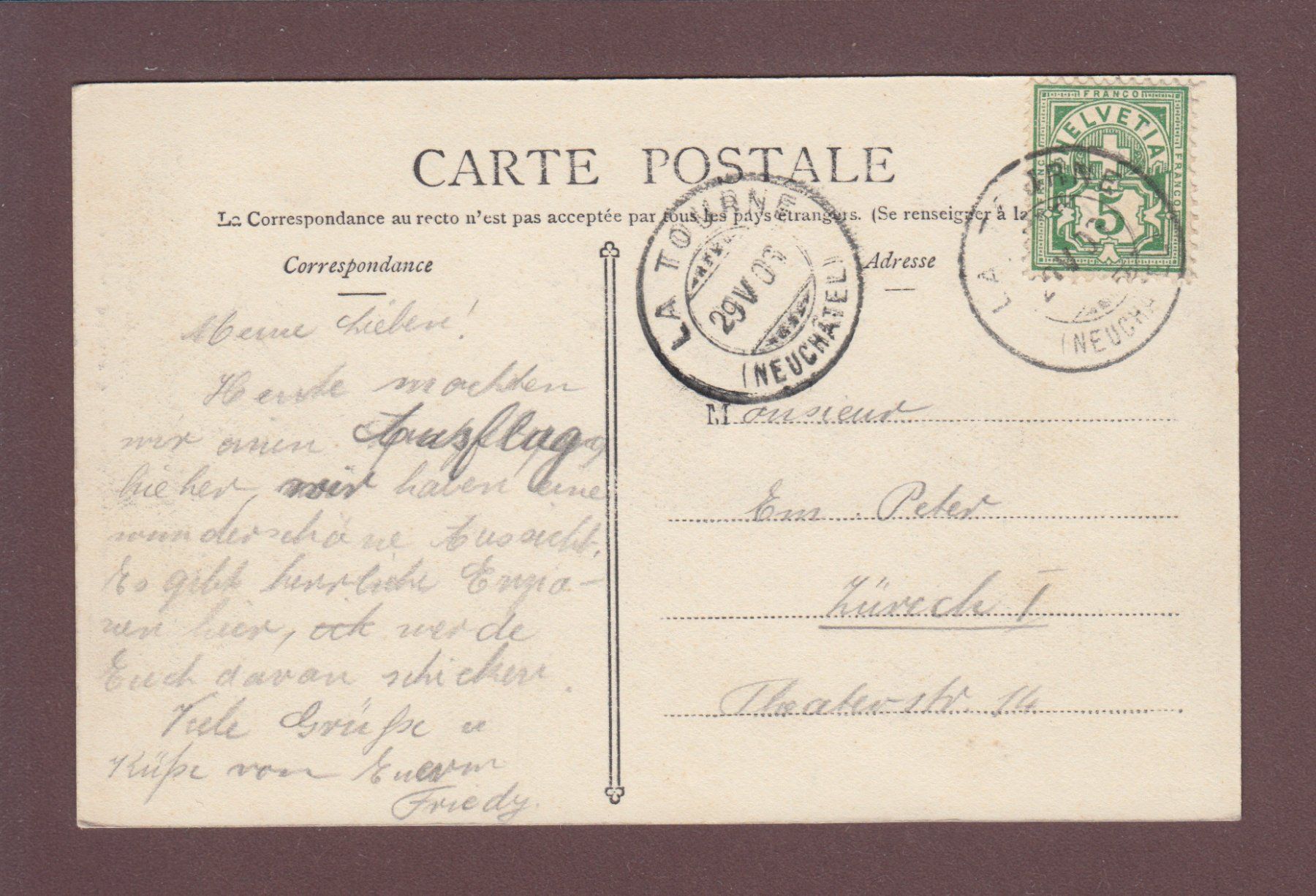 Cartoline postali: Tablette de LA TOURNE - Le Rocher - 1903 – Usato da Pully venduto da nicecards 1