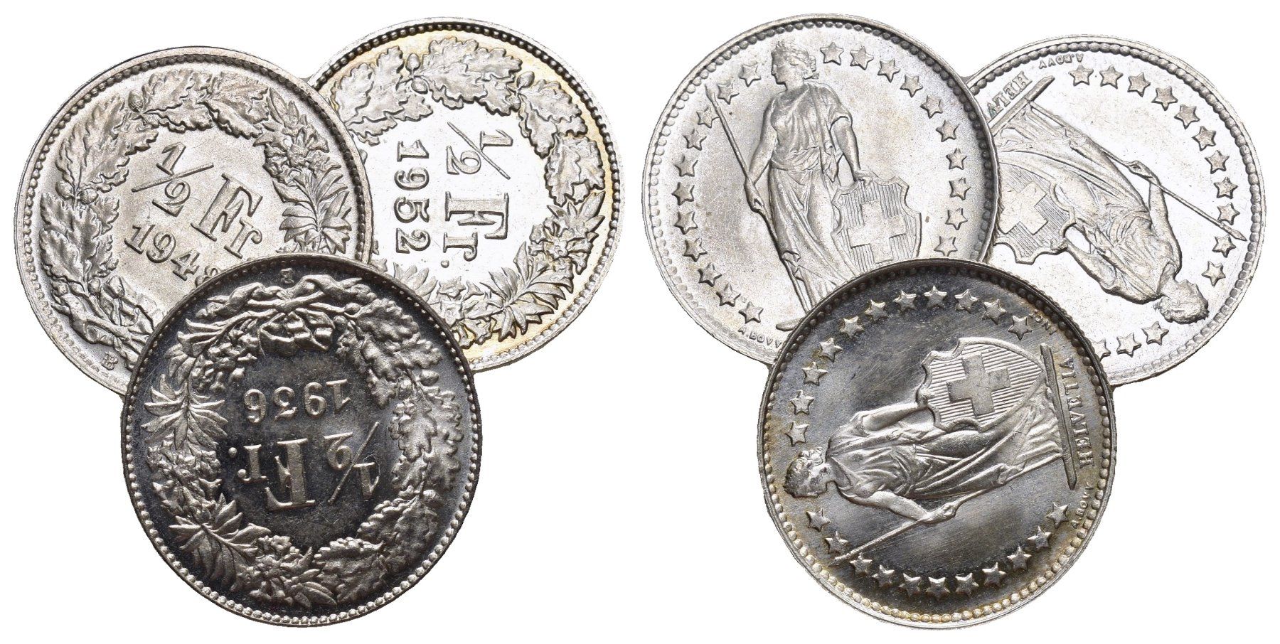 Tutti le monete: Schweiz 1952+1948+1936 – Usato da Bern venduto da numismatictops