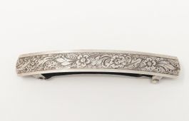 antique sterling silver floral hair barrette clip | France