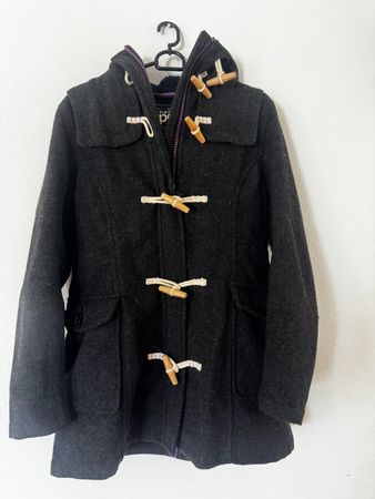 Dunkelgrauer Superdry-Dufflecoat mit Kapuze