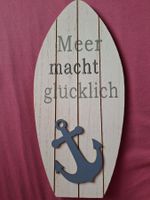 Holzschild: Meer macht glücklich, 35 x 16 cm