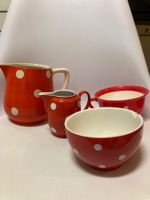 Tupfen Geschirr , Krug , Tasse ,  weiss rot , Rössler?
