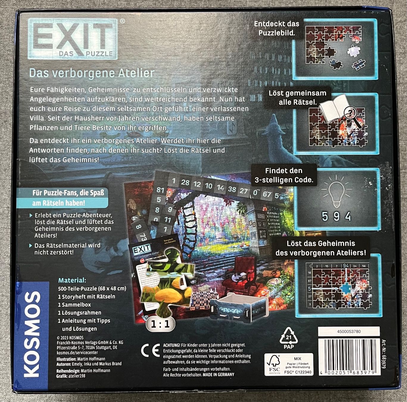 Puzzle: EXIT Das Puzzle - Das verborgene Atelier, 500 Teile – Usato da Basel venduto da Baseline28 1