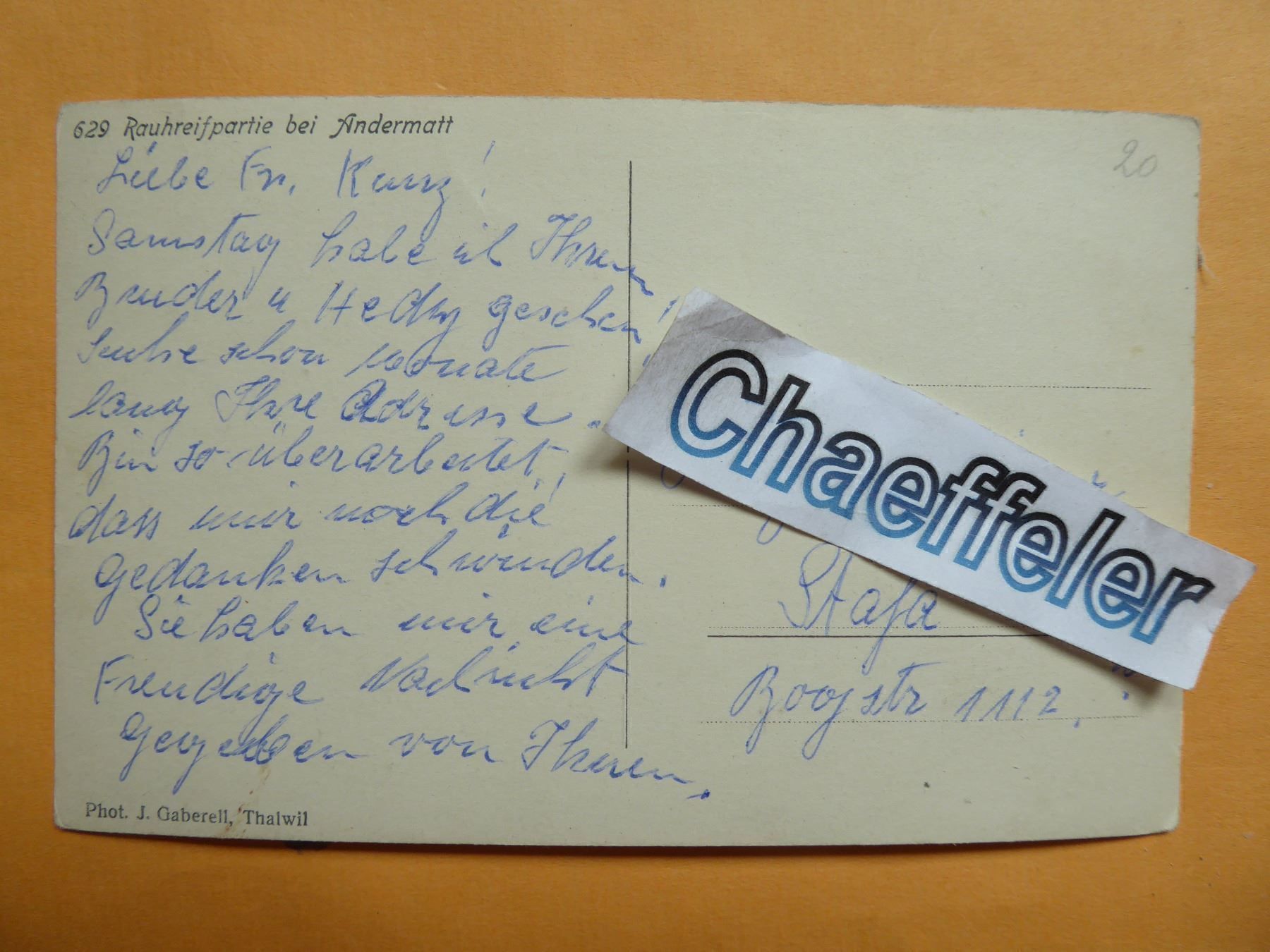 Ansichtskarten: 629 Rauhreifpartie bei Andermatt – Gebraucht aus Zürich von Chaeffeler 1