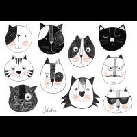 Jabalou wasserfeste Sticker Katzenköpfe, DIN A6