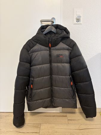 Herren Winterjacke in schwarz & grau, Superdry, Grösse 2XL