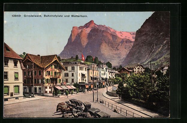 Ansichtskarten: Grindelwald, Strassenpartie am Bahnhofpl – Gebraucht aus Berlin von bartko-reher