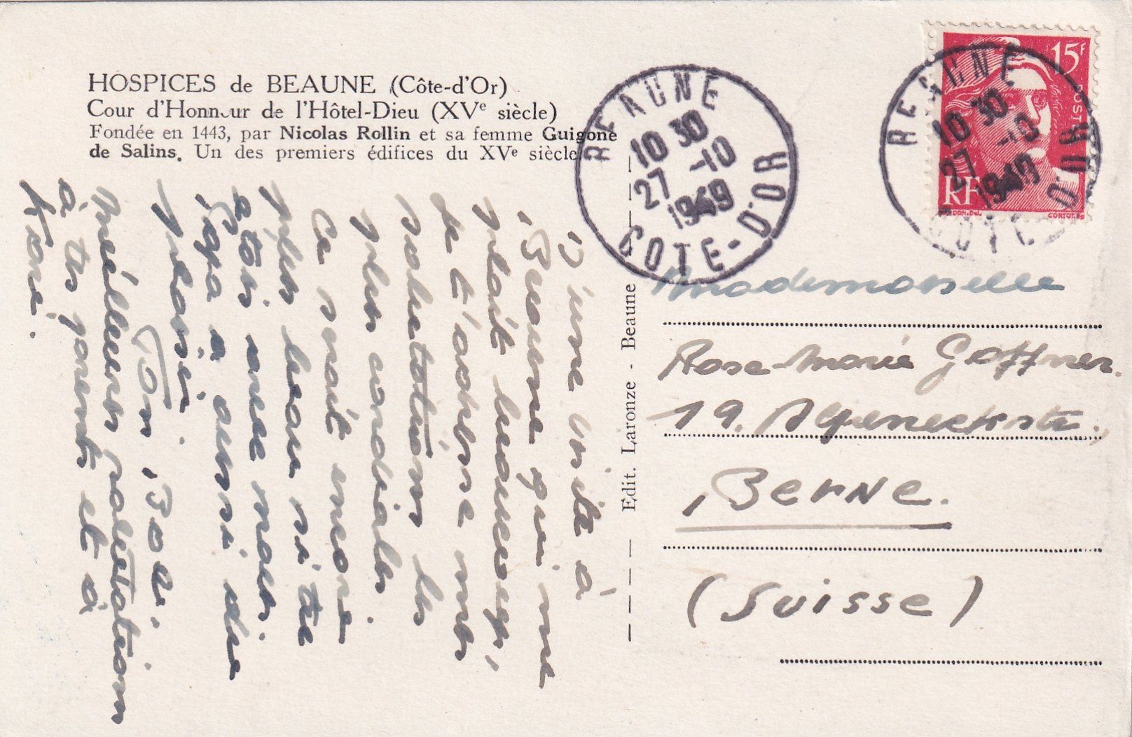 Cartoline postali: Beaune - Hospices de Beaune (musée) /mp – Usato da Hombrechtikon venduto da Rudolf07 1