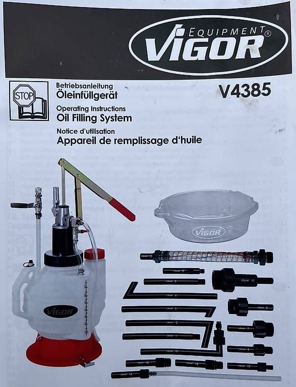 Tutte le macchine: Vigor V4385N Öl Einfüllgerät mit Adapter Satz – Usato da Beinwil am See venduto da peety 1