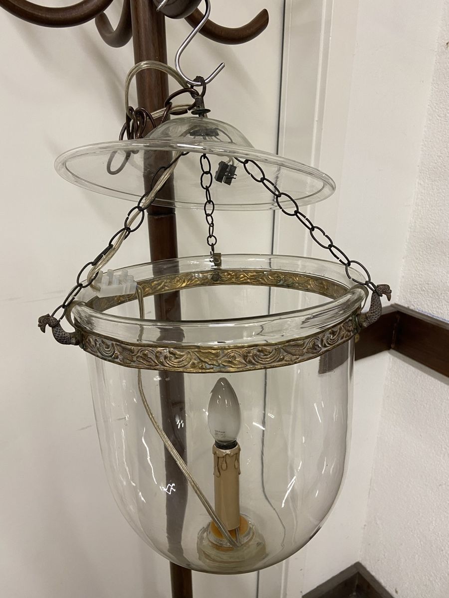 Lampade: Antike  Kolonial Hängelampe, Glas & Messing – Usato da Dietikon venduto da brocki-eyra 4